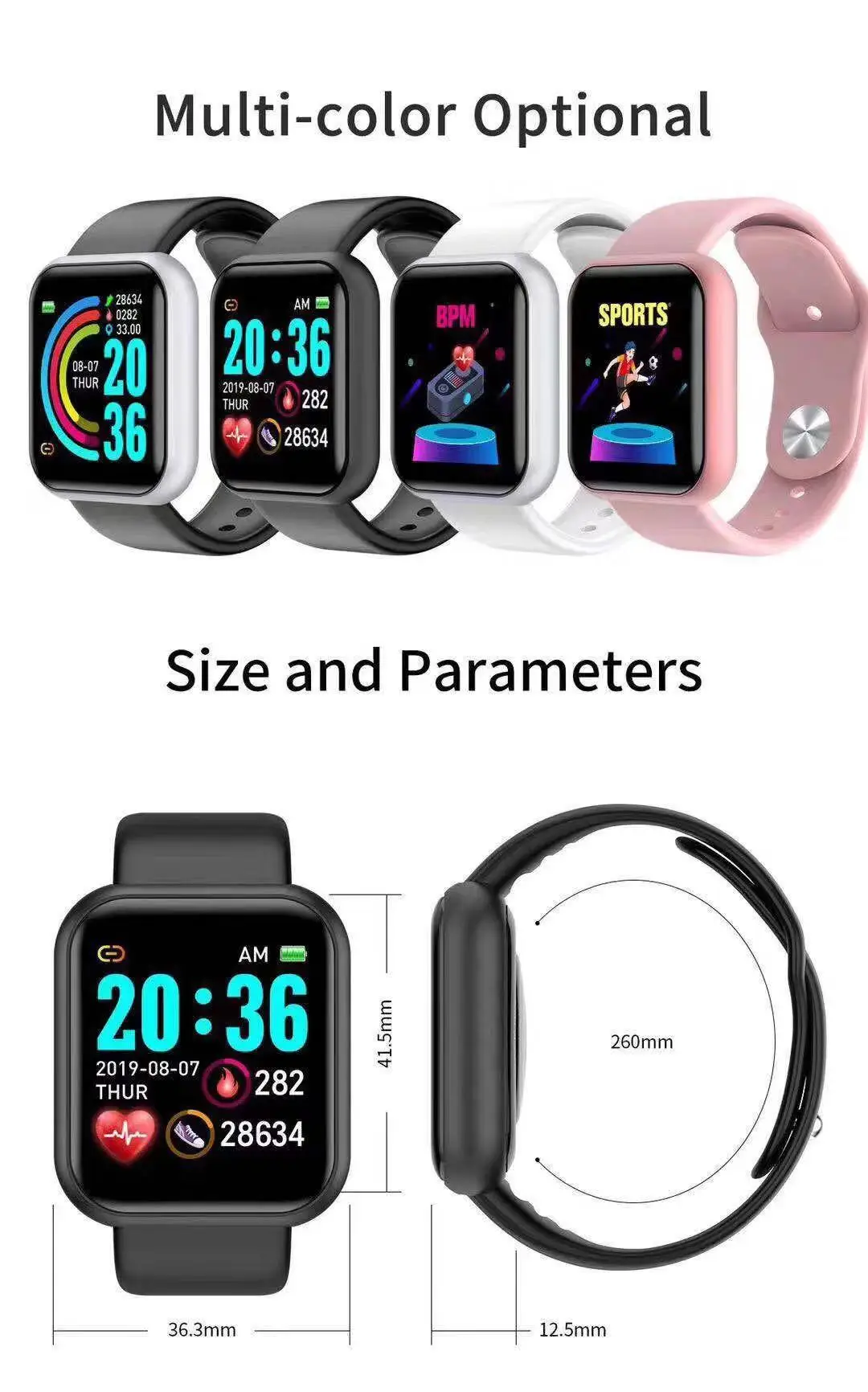 Watch Smartwatch Android - ساعة ذكية D20 Pro للرجال Y68،