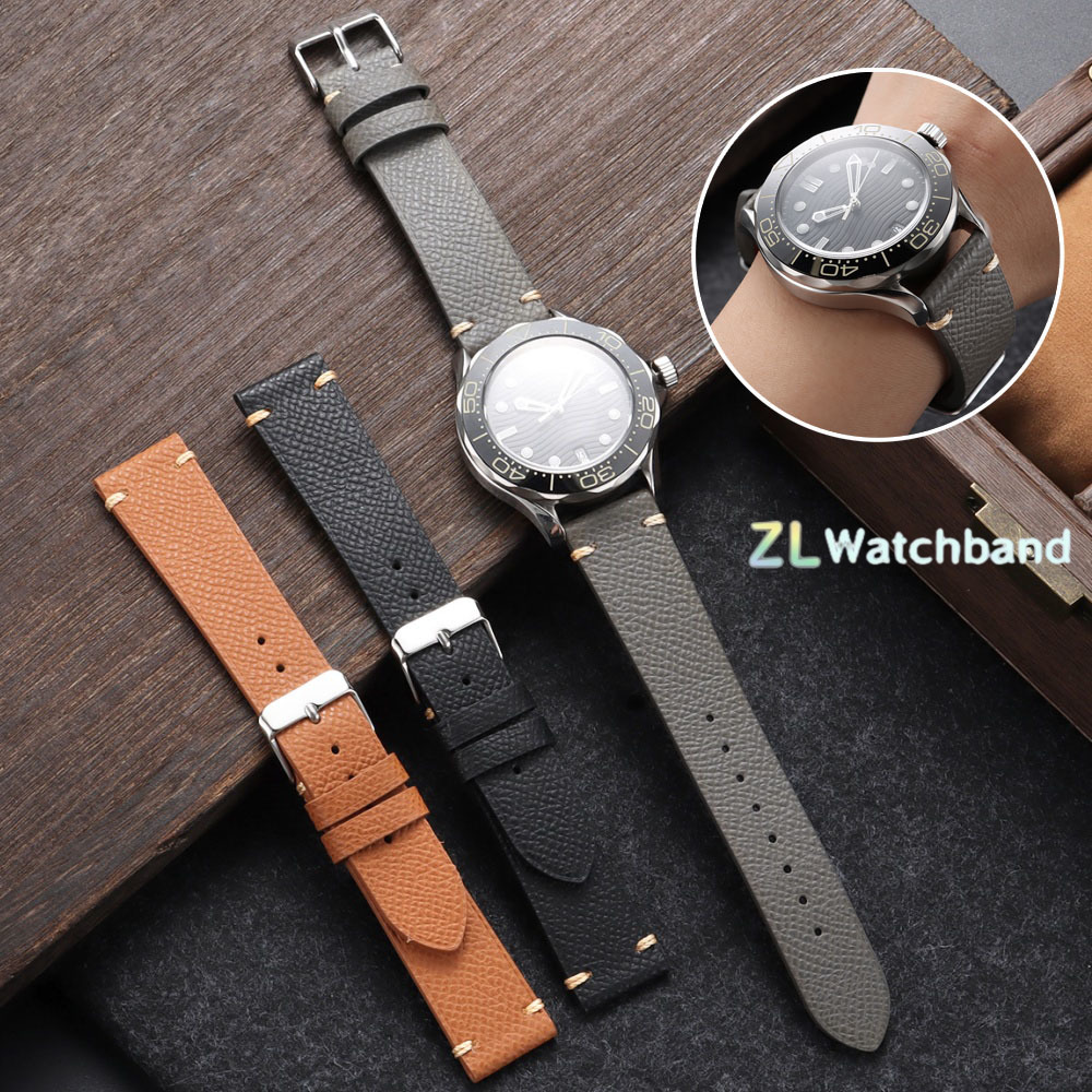 Seiko Watches Smartwatch - حزام ساعة من جلد العجل بنقشة